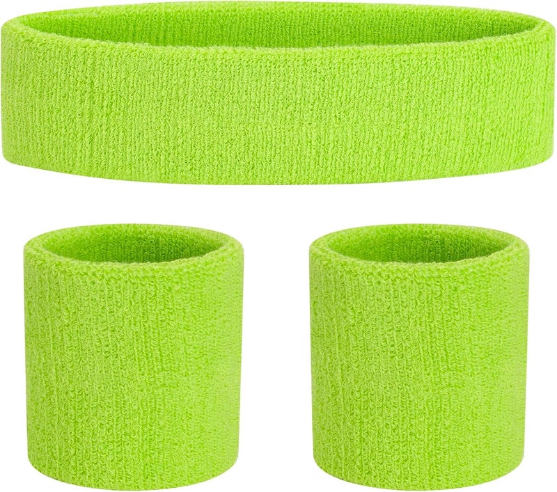 FACATH Sweatbands Headband and Wrist Set, Cotton Sweat Band for Athletic Men and Women, Sweatbands Sports Headbands for Working Out, Running, Basketball, Tennis, Yoga - Image 1
